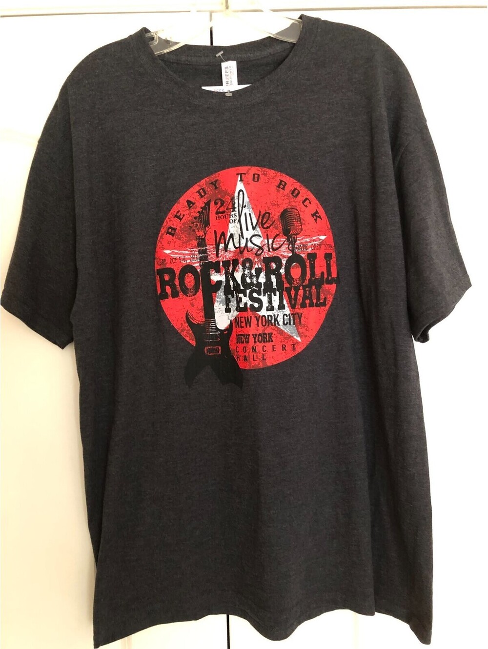 Men’s 2018 Rock & Roll Festival NYC T-Shirt, Size Large, Color Gray, NEW